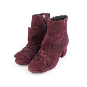 REBECCA MINKOFF Women's 8.5 Wine red suede leather ankle boots high heel booties